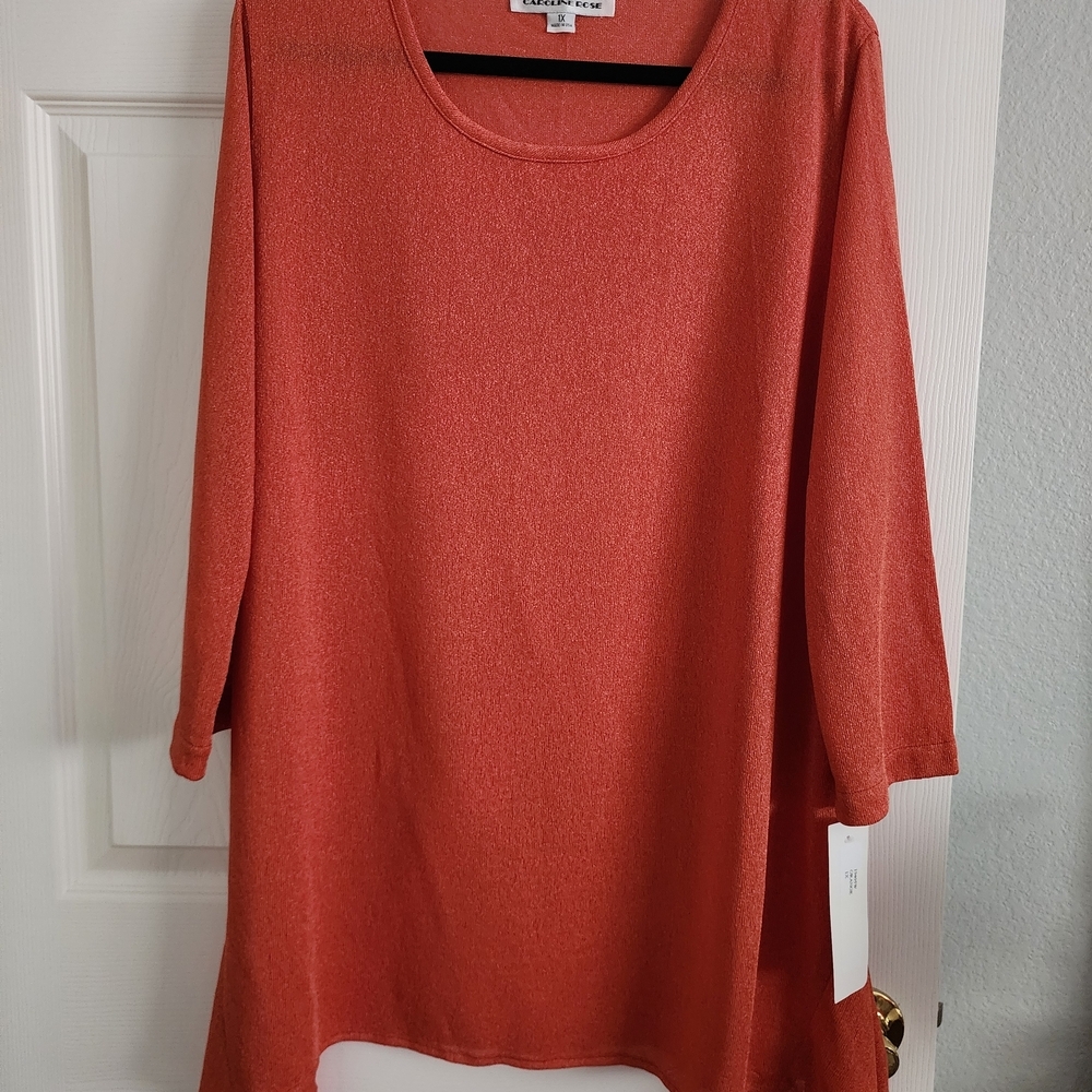 Metallic Rust Scoop Neck Tunic Top